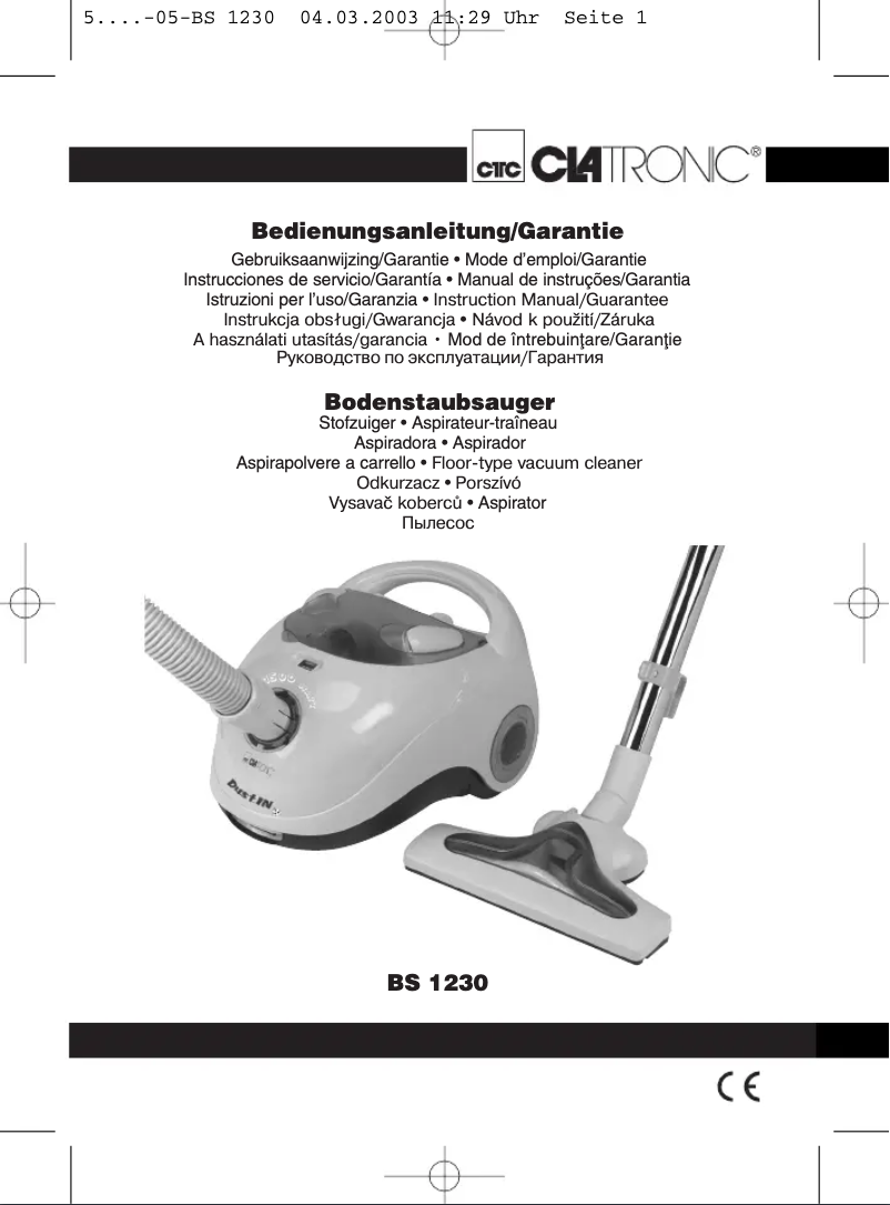 Page 1 de la notice Manuel utilisateur Clatronic BS 1230