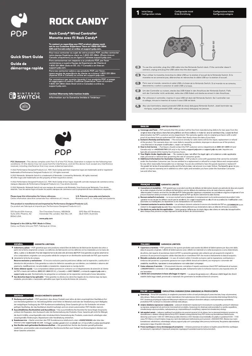 Page 1 de la notice Manuel utilisateur PDP Rock Candy