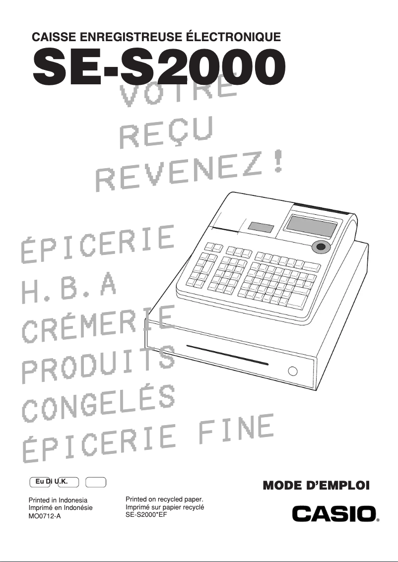 Page 1 de la notice Manuel utilisateur Casio SE-S2000