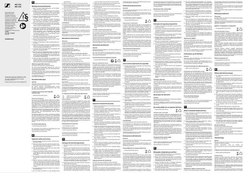 Página 1 del manual Instrucciones de seguridad Sennheiser MD 435