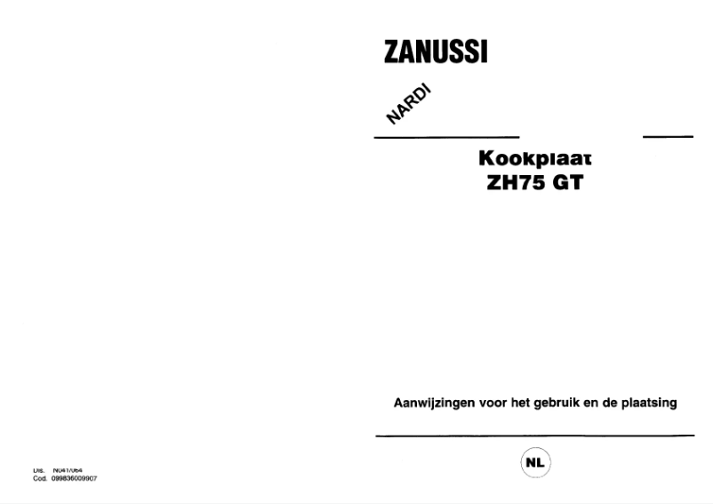 Page 1 de la notice Manuel utilisateur Zanussi ZH 75 GT