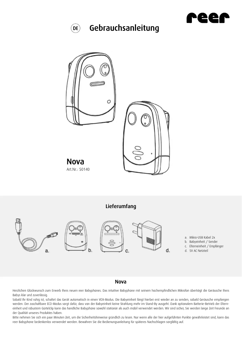 Image de la première page du manuel de l'appareil Nova 50140