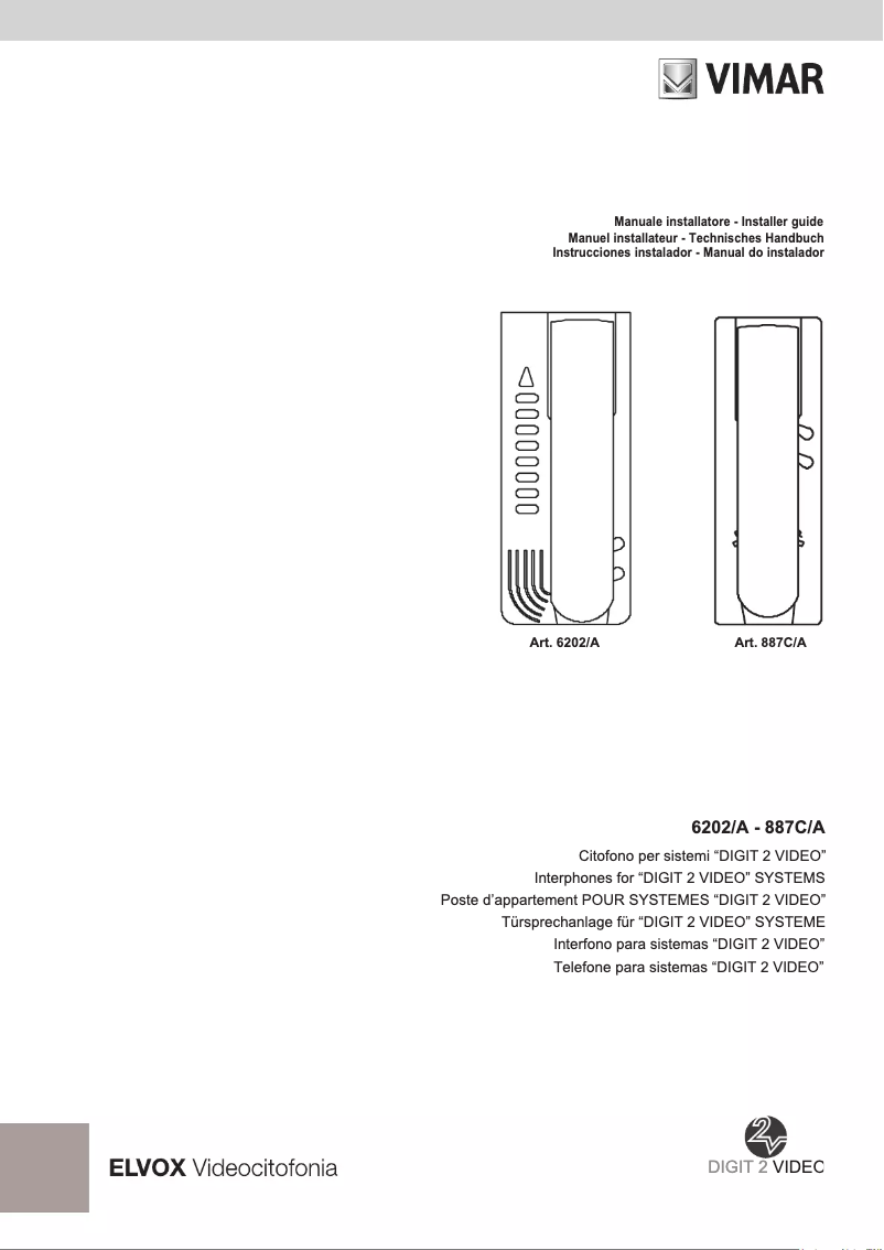Page 1 de la notice Manuel utilisateur Vimar ELVOX R884