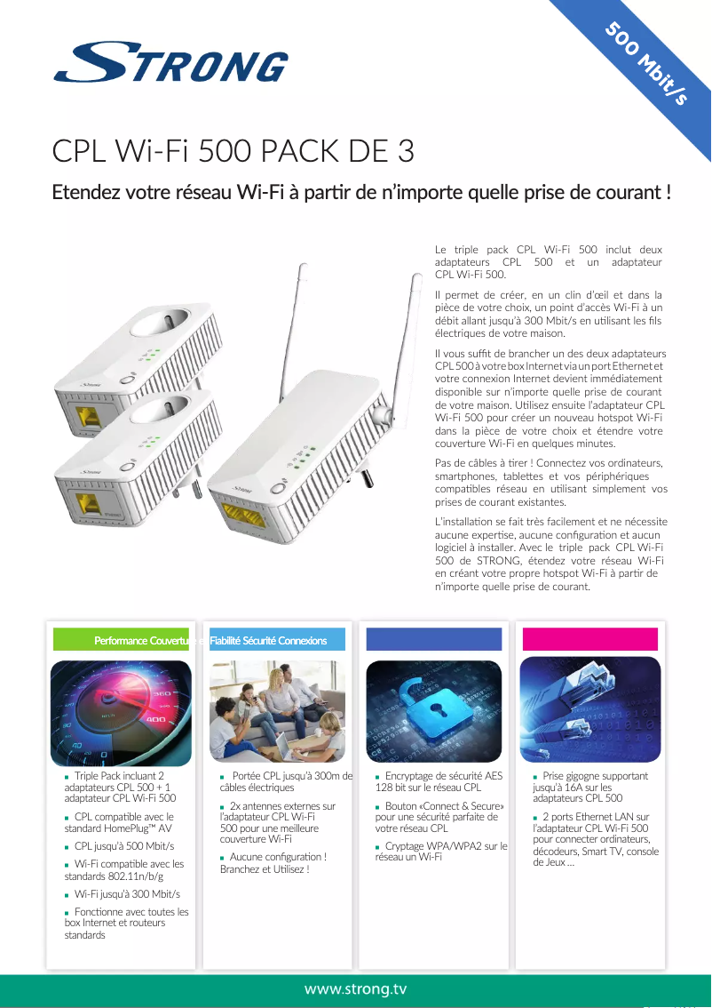 Image de la première page du manuel de l'appareil Powerline Wi-Fi 500