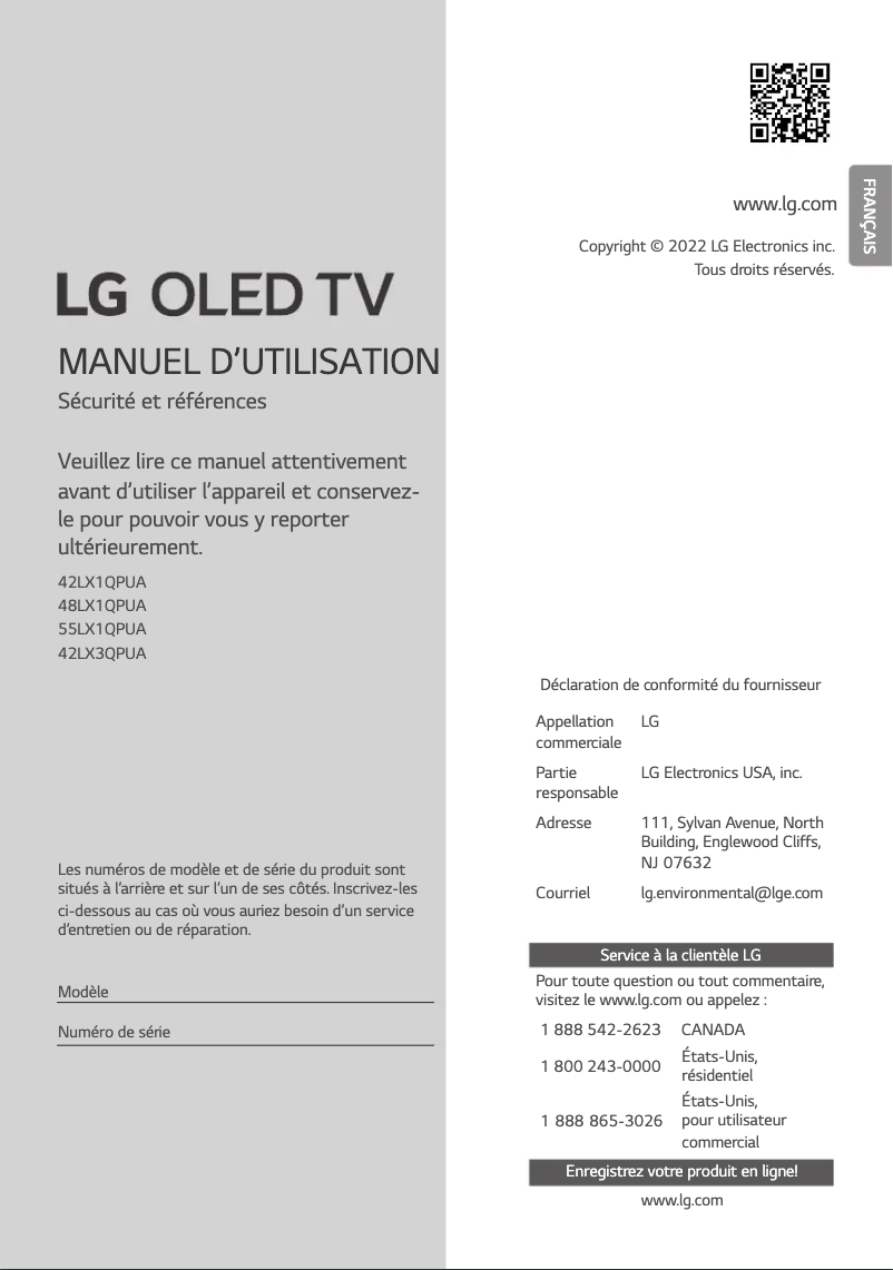 Image de la première page du manuel de l'appareil 42LX3QPUA