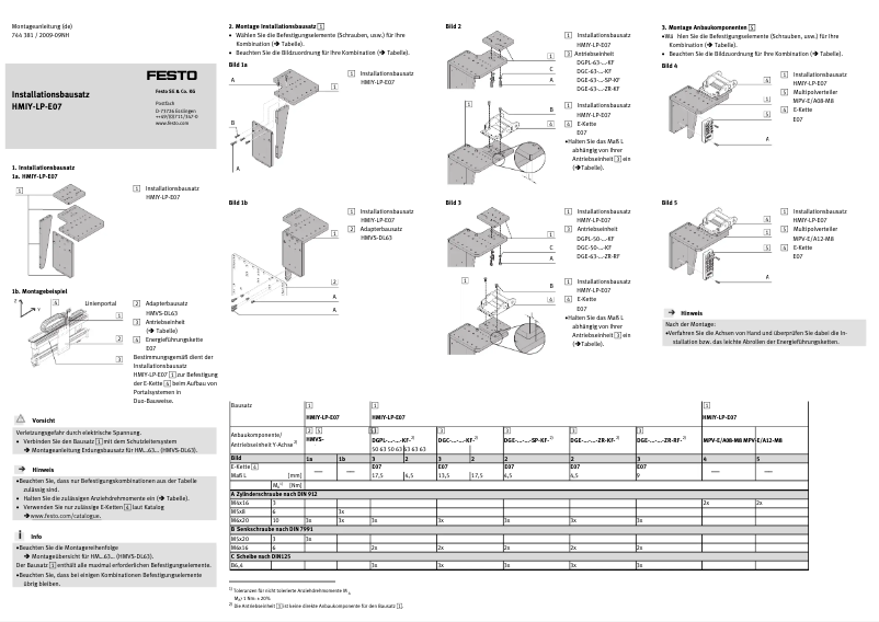 Page n°1 - Manuel utilisateur Festo HMIY-LP-E07