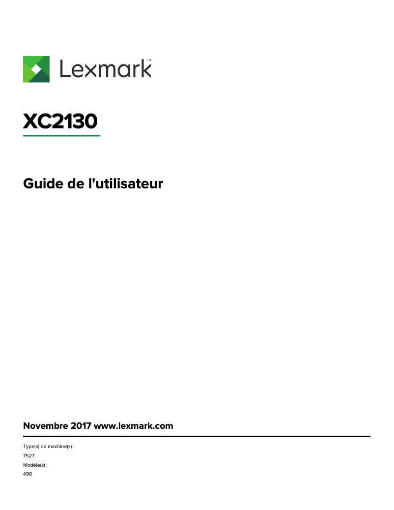 Page 1 de la notice Manuel utilisateur Lexmark XC2130