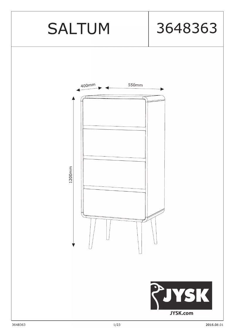 Page n°1 - Manuel utilisateur JYSK Saltum (55x120x40)