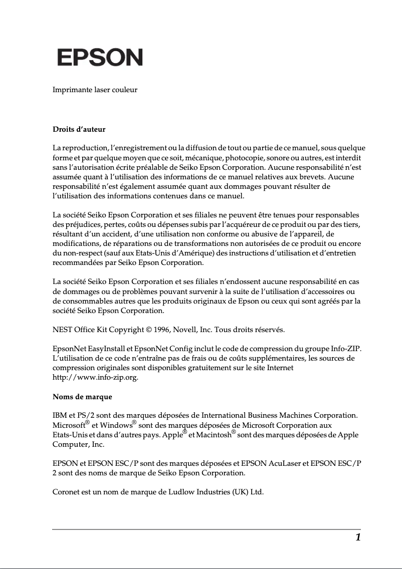 Image de la première page du manuel de l'appareil AcuLaser C2600