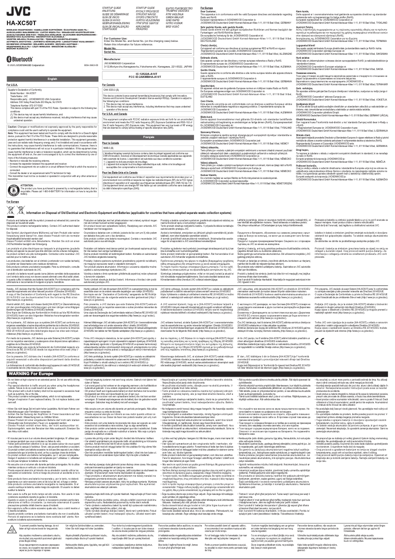 Page 1 de la notice Manuel utilisateur JVC HA-XC50T