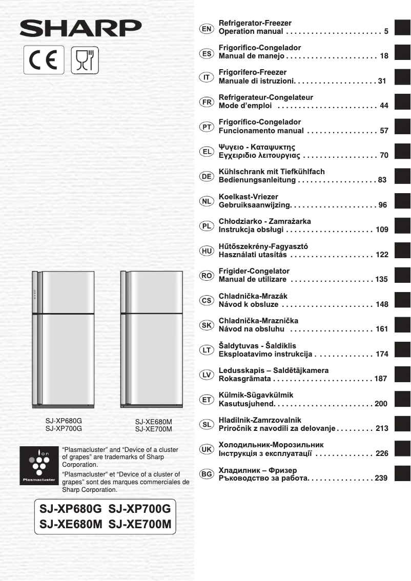 Page n°1 - Manuel utilisateur Sharp SJXP700GSL
