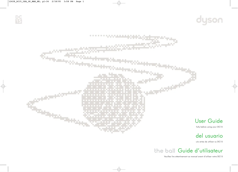 Page n°1 - Manuel utilisateur Dyson DC15