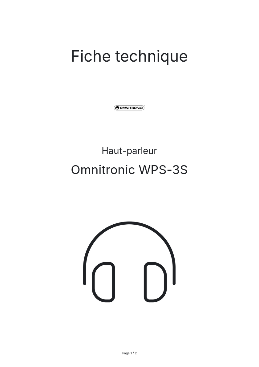 Page n°1 - Fiche technique Omnitronic WPS-3S