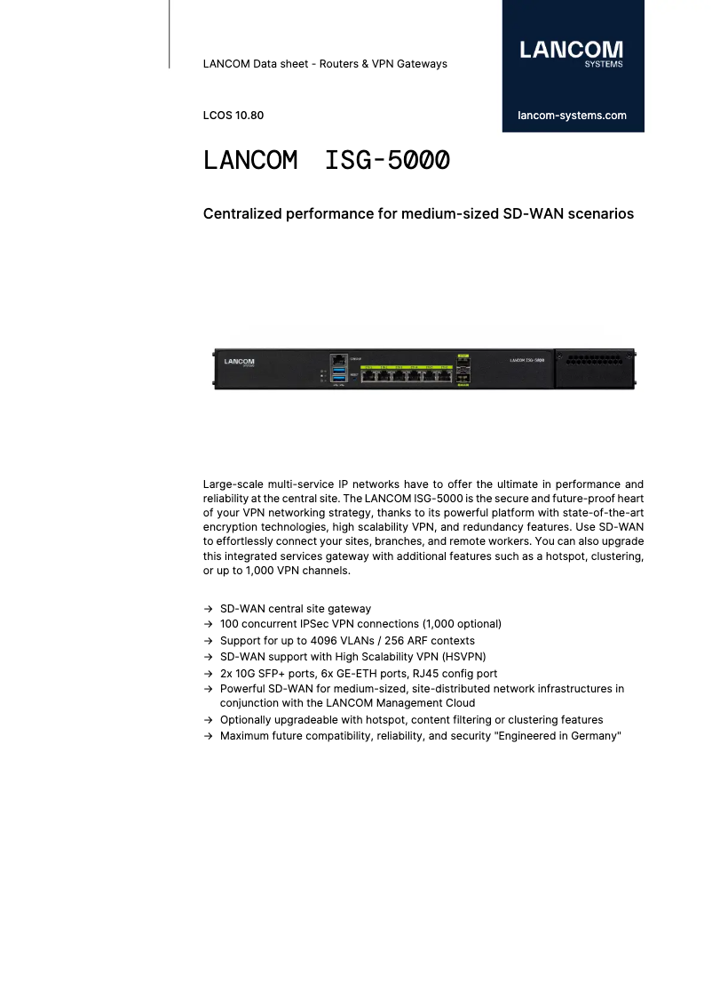 Image de la première page du manuel de l'appareil ISG-5000