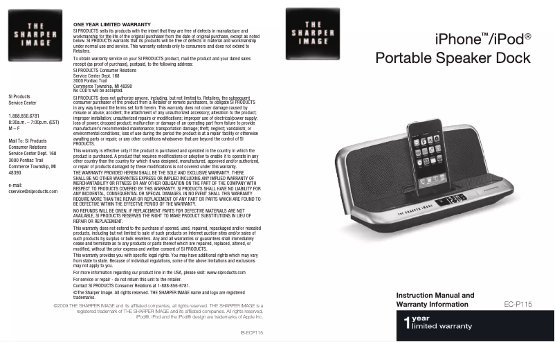 Page n°1 - Manuel utilisateur Sharper Image EC-P115