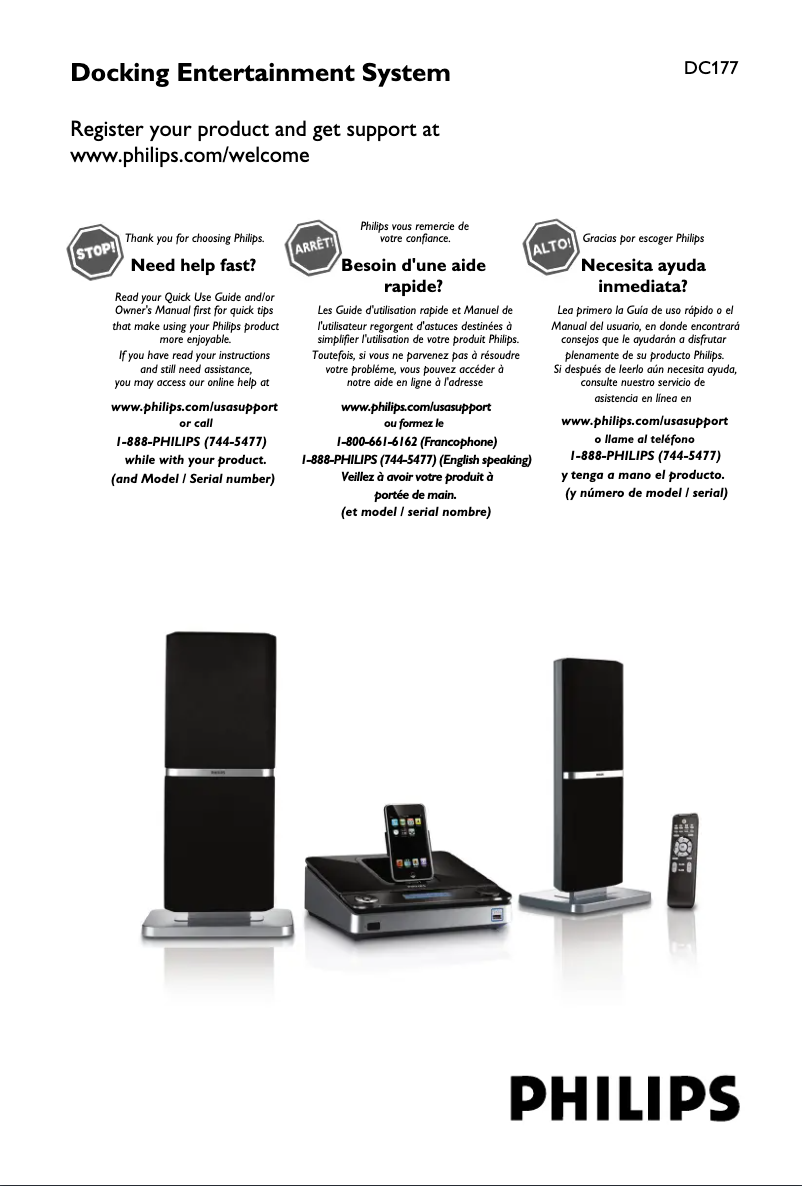 Page 1 de la notice Manuel utilisateur Philips DC177