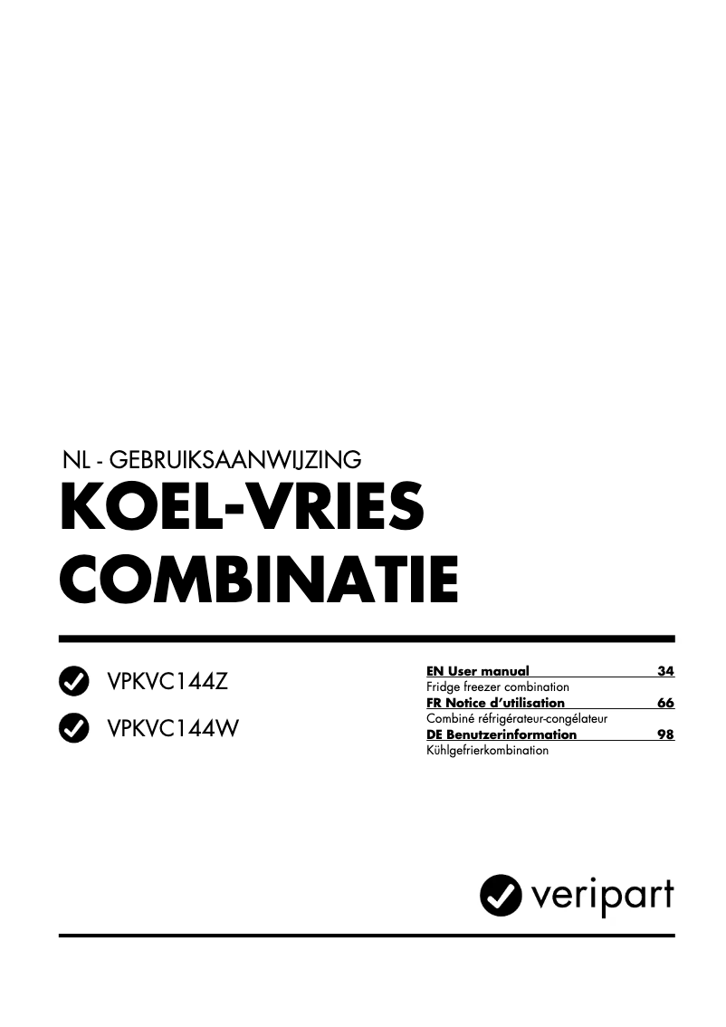 Page 1 de la notice Manuel utilisateur Veripart VPKVC144Z