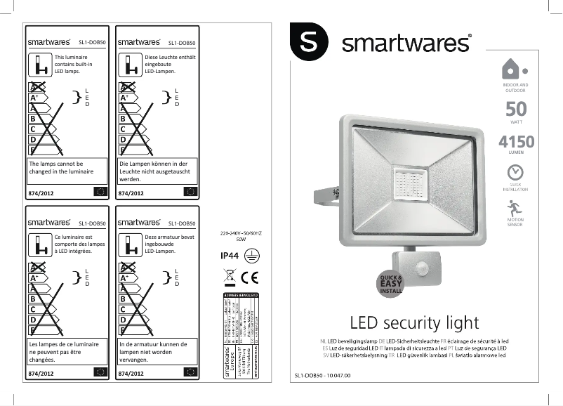 Page 1 de la notice Manuel utilisateur Smartwares SL1-DOB50