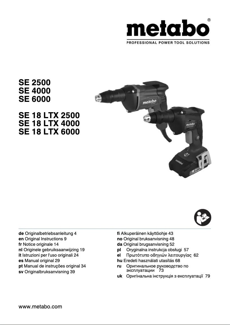 Page n°1 - Manuel utilisateur Metabo SE 4000