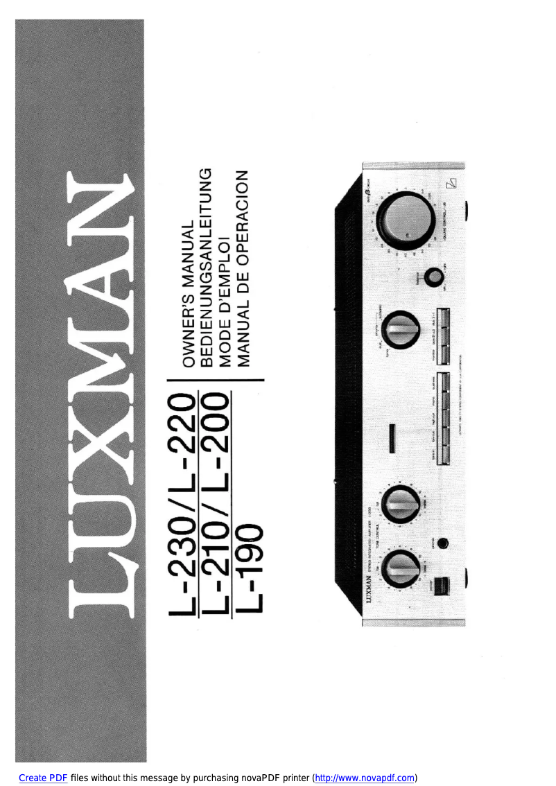 Page 1 of the manual User Manual Luxman L-190