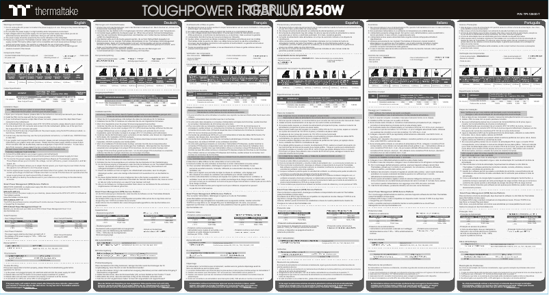 Imagen de la primera página del manual del dispositivo Toughpower iRGB PLUS