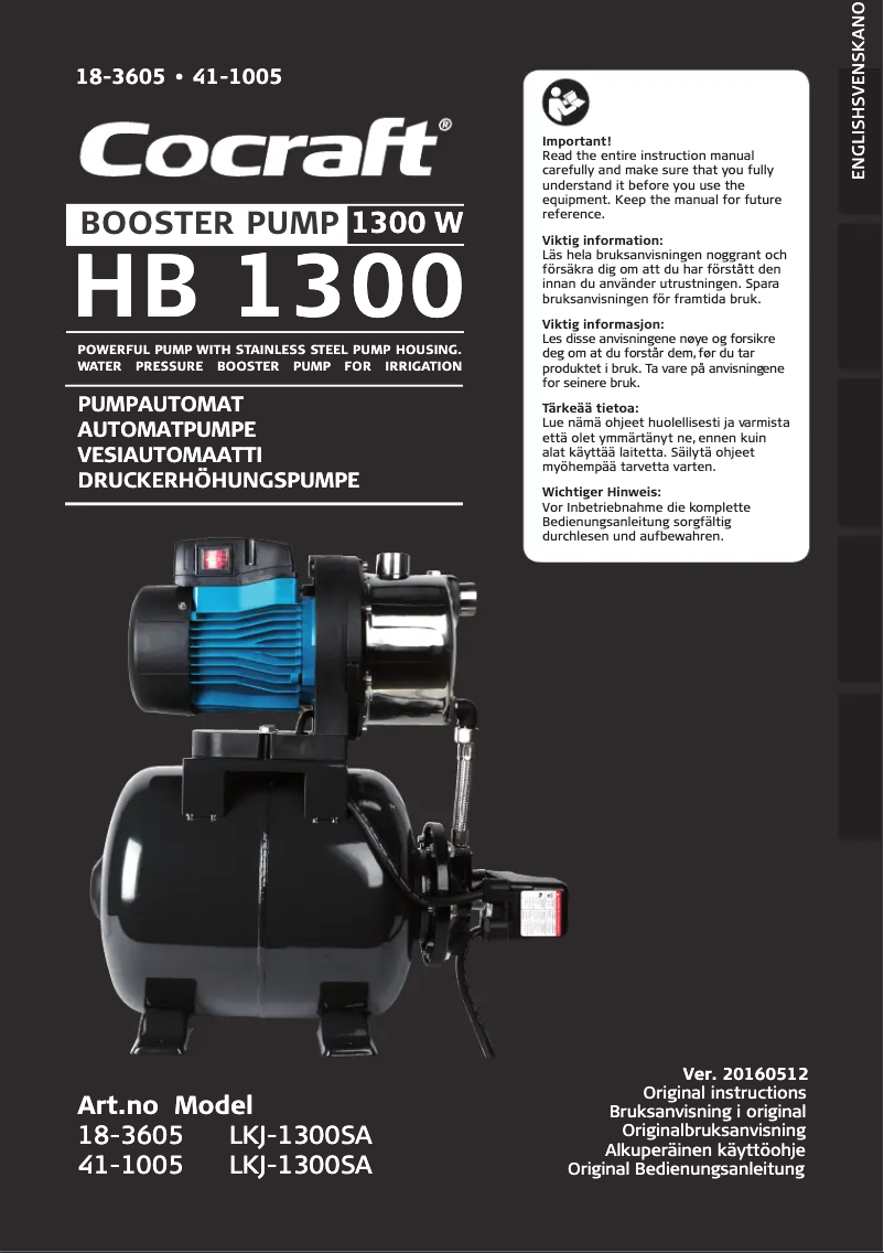 Page 1 de la notice Manuel utilisateur Cocraft HB 1300