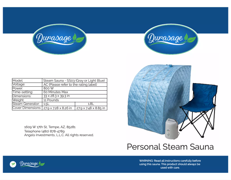 Page n°1 - Manuel utilisateur Durasage SS03