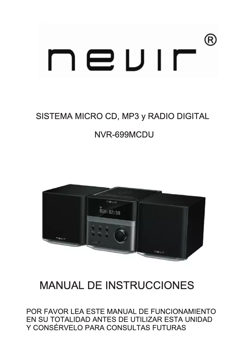 Página 1 del manual Manual de usuario Nevir NVR-699MCDU