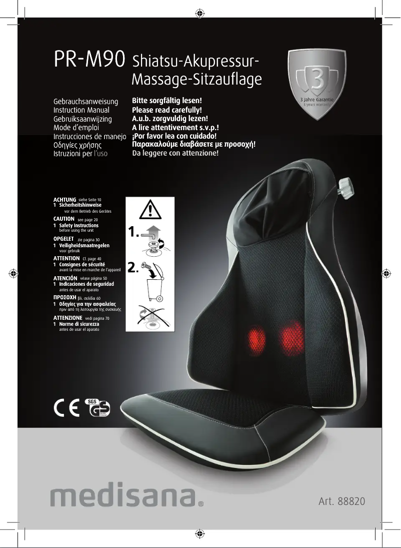 Page 1 de la notice Manuel utilisateur Medisana PR-M90