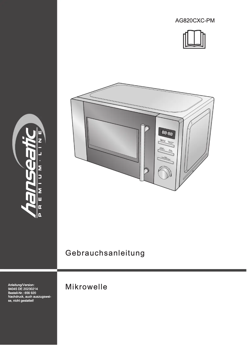 Page 1 de la notice Manuel utilisateur Hanseatic AG820CXC-PM