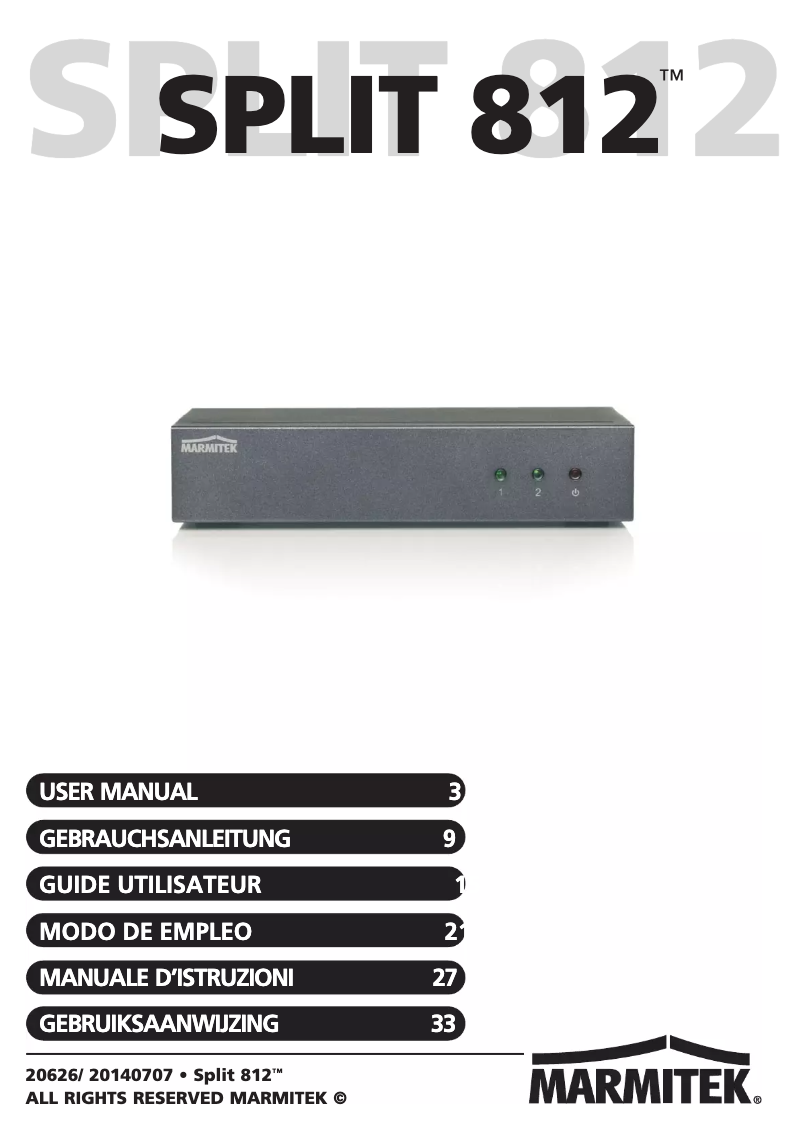 Image de la première page du manuel de l'appareil Split 812 UHD