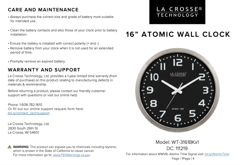 Page 1 de la notice Manuel utilisateur La Crosse Technology WT-3161BKX1