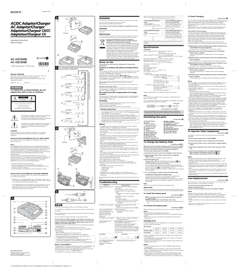 Image de la première page du manuel de l'appareil AC-VQ1050D