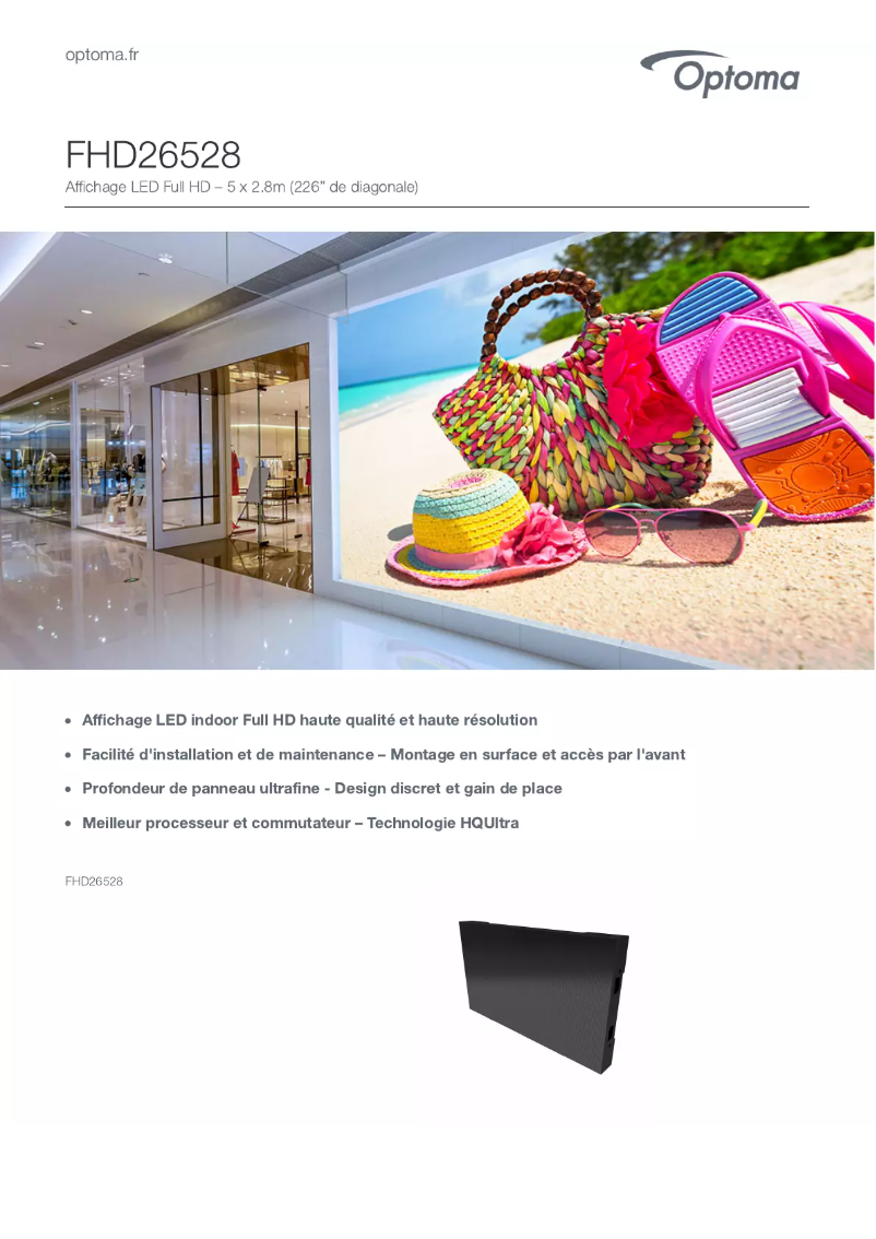 Page 1 de la notice Manuel utilisateur Optoma FHD26528