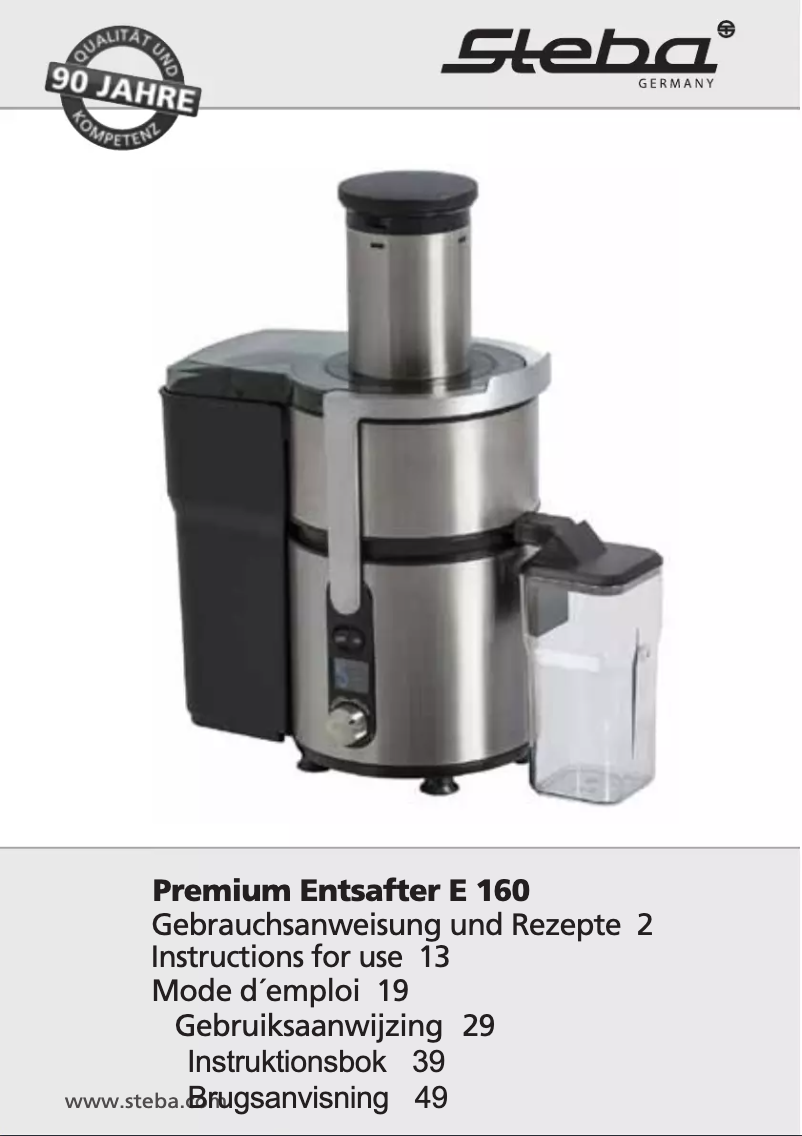Page n°1 - Manuel utilisateur Steba E 160