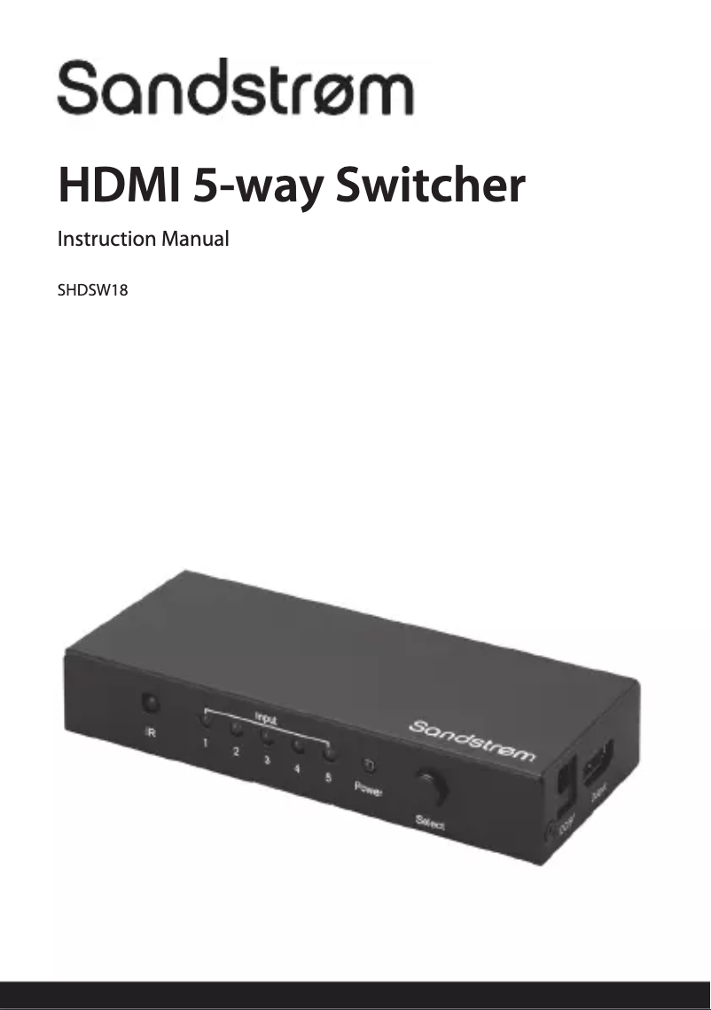 Page 1 de la notice Manuel utilisateur Sandstrøm SHDSW18