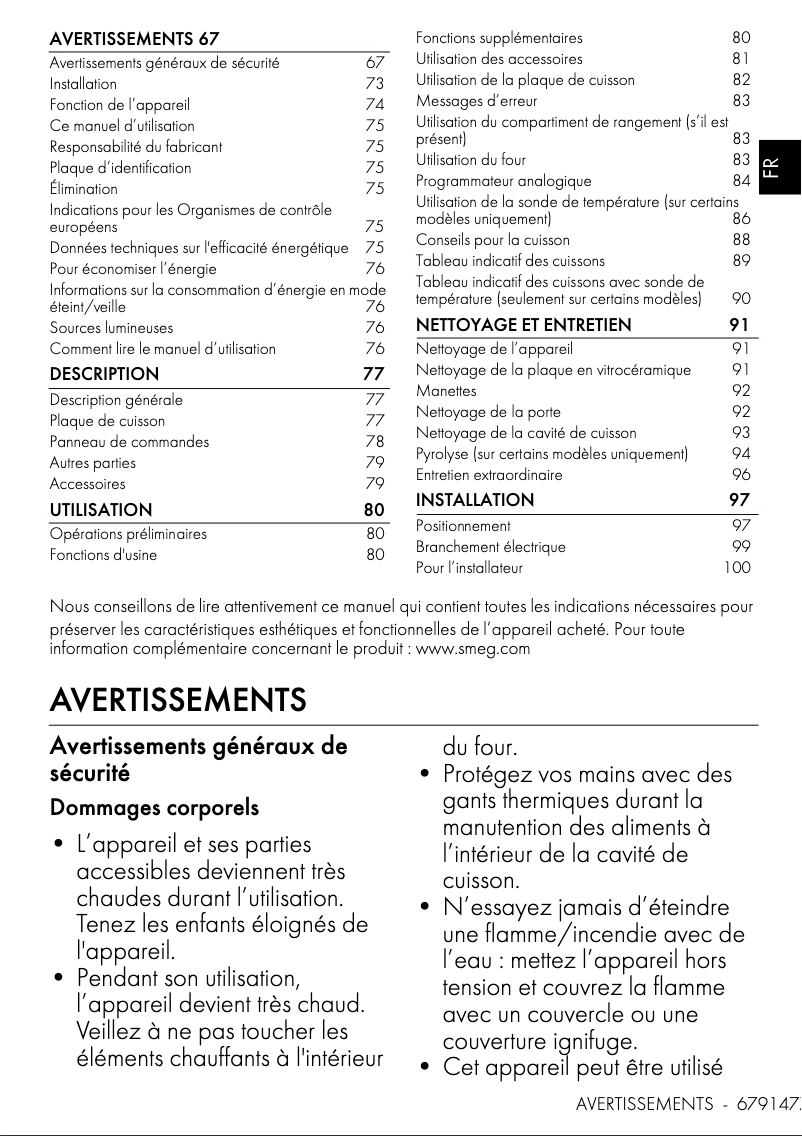 Page n°1 - Manuel utilisateur Smeg C6IPMBM2