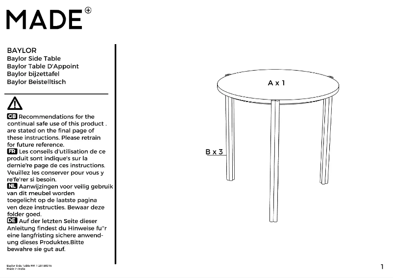 Page n°1 - Manuel utilisateur MADE Baylor