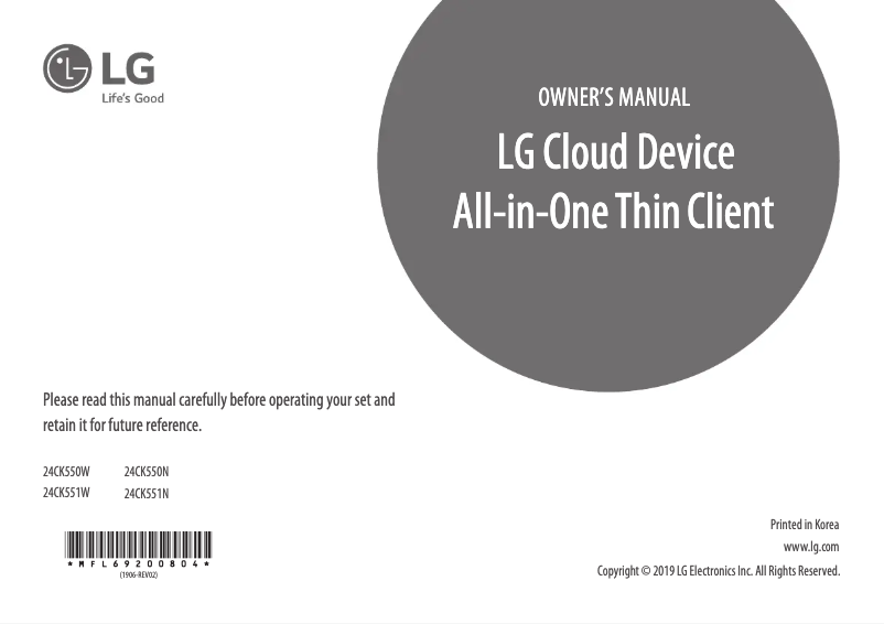 Página 1 del manual Manual de usuario LG 24CK550W