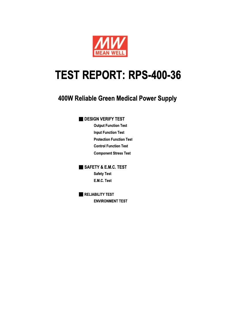 Page 1 de la notice Fiche technique Mean Well RPS-400-36