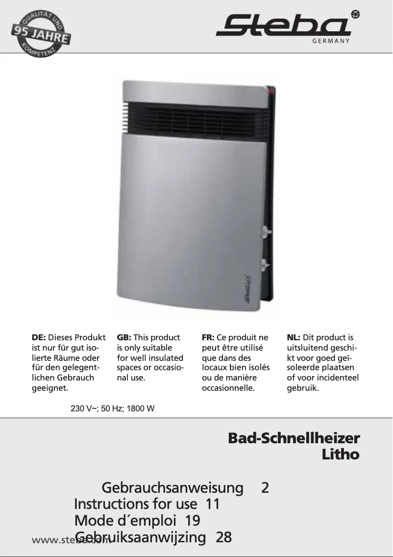 Page 1 de la notice Manuel utilisateur Steba KS1