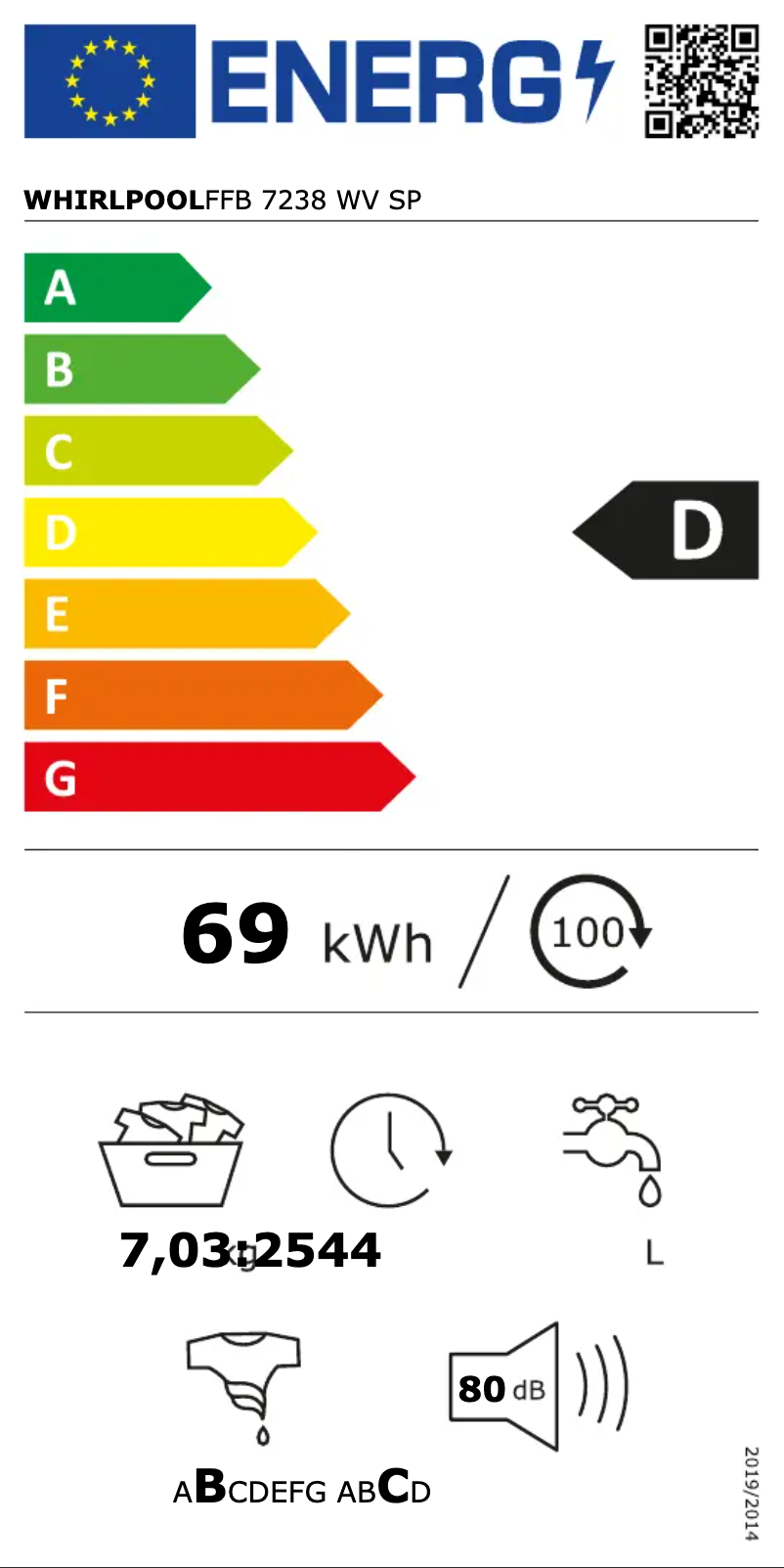 Page 1 de la notice Manuel utilisateur Whirlpool FFB 7238 WV SP