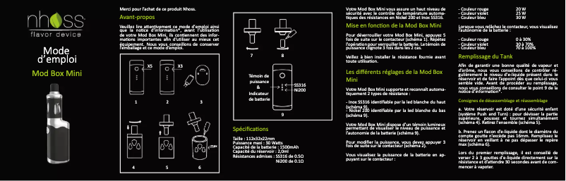 Image de la première page du manuel de l'appareil Mod Box Mini