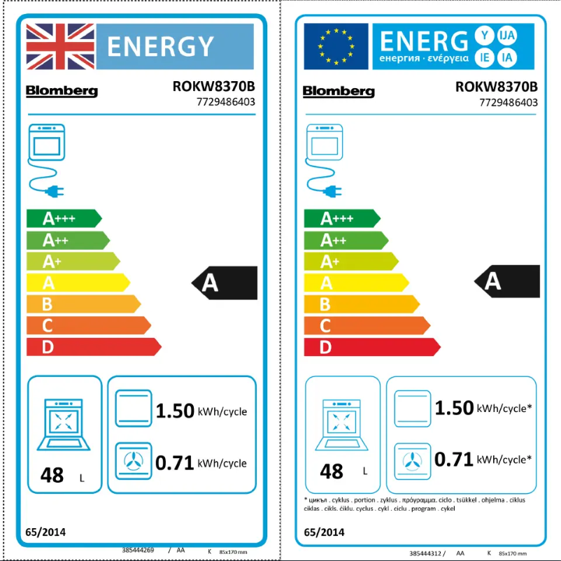 Page n°1 - Label énergétique Blomberg ROKW8370B