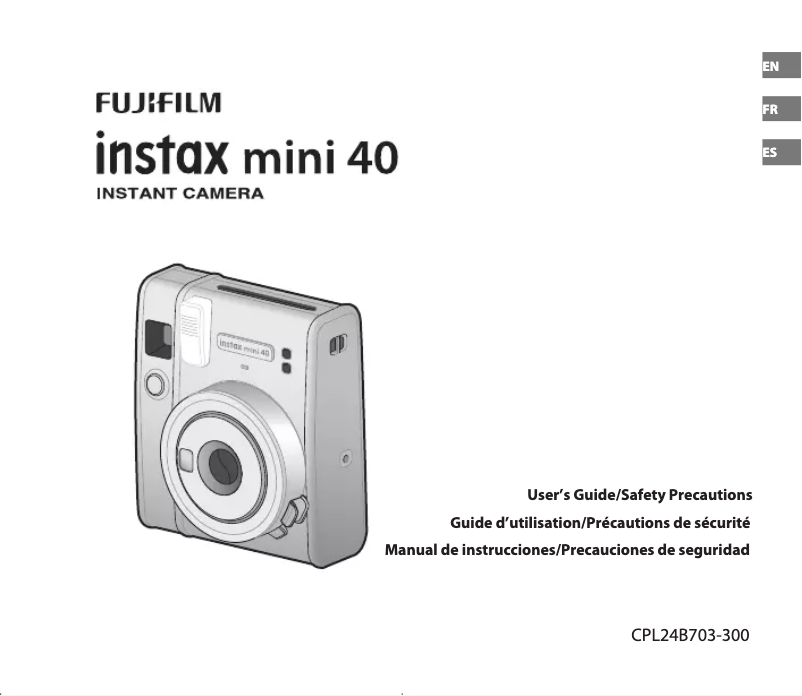 Image de la première page du manuel de l'appareil Instax Mini 40