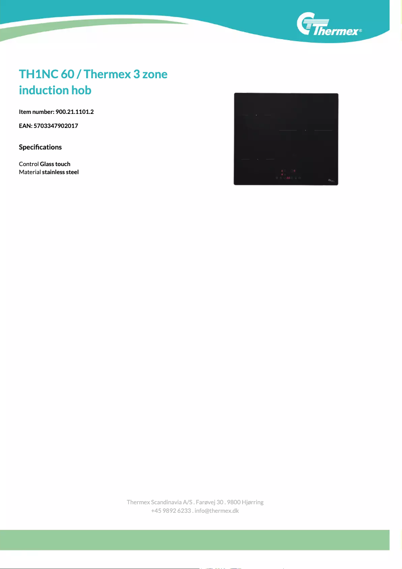 Page 1 de la notice Fiche technique Thermex TH1NC 60