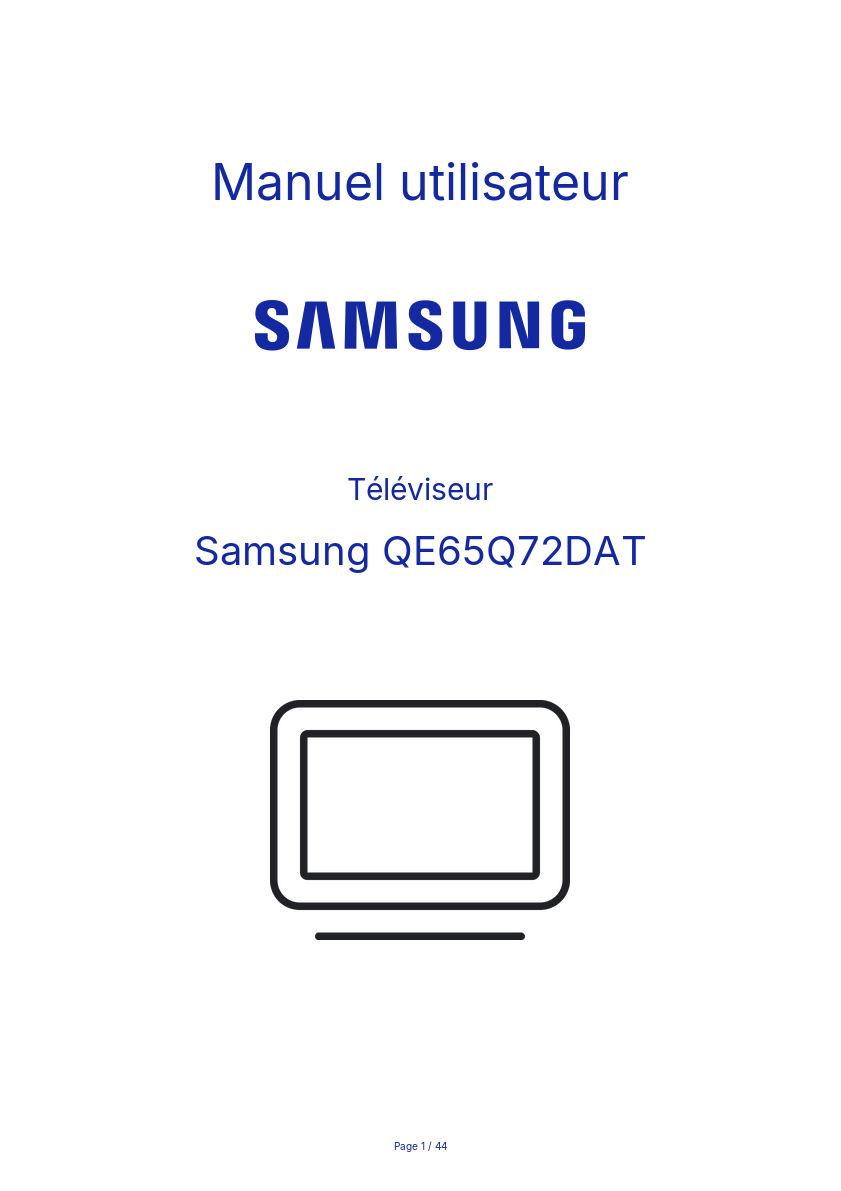 Page n°1 - Manuel utilisateur Samsung QE65Q72DAT