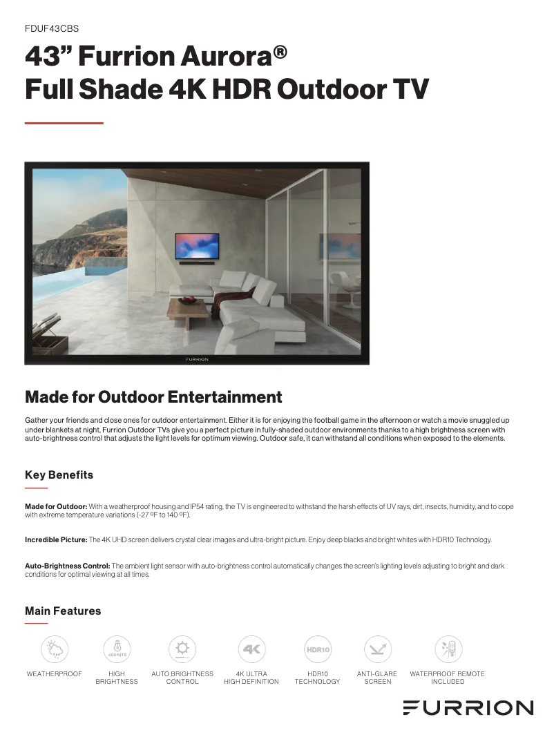 Page 1 de la notice Fiche technique Furrion FDUF55CBS