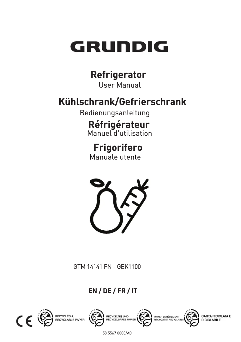 Page 1 de la notice Manuel utilisateur Grundig GEK1100