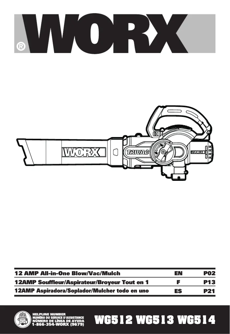 Page 1 de la notice Manuel utilisateur Worx WG514